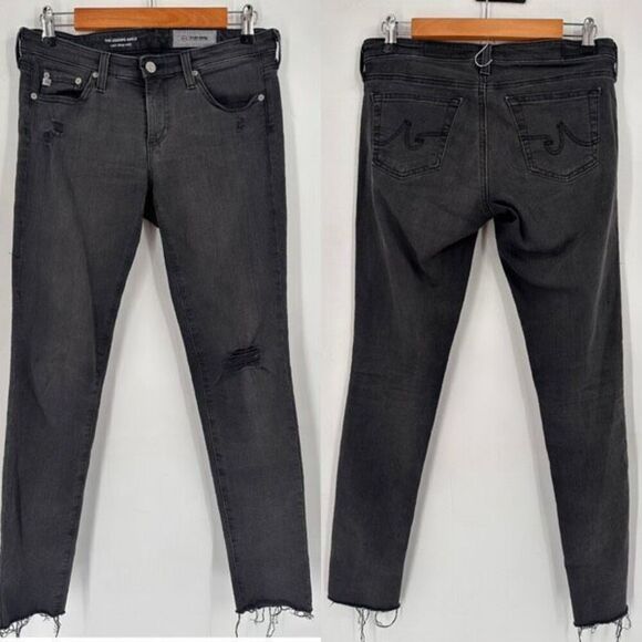 ADRIANO GOLDSCHMIED The Legging Ankle Super Skinny 27R Gray Distressed  Size 4 - Picture 1 of 12